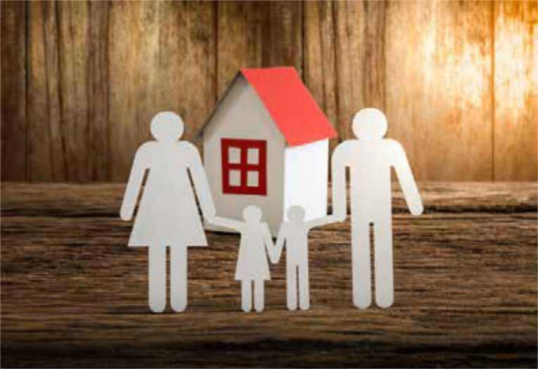 Carboard Cutout Family in Front of House Carboard Cutout Family in Front of House